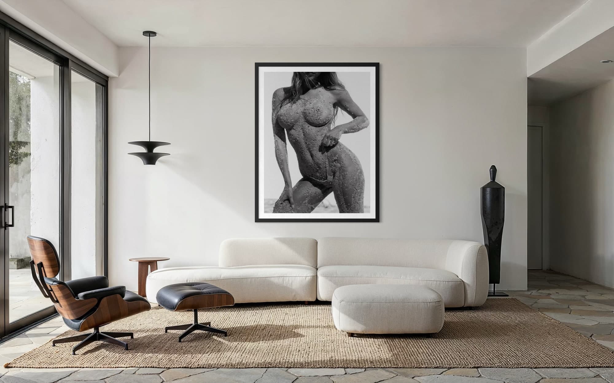 Bare Earth hanging in a room